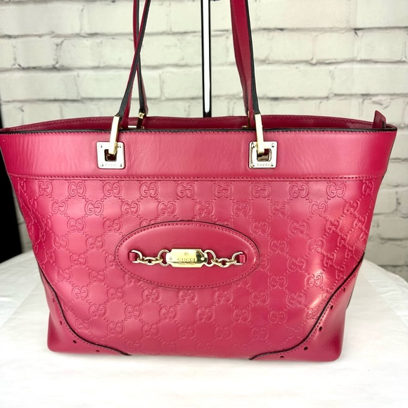 GUCCI pink magenta guccissima leather shoulder bag - Picture 3 of 16